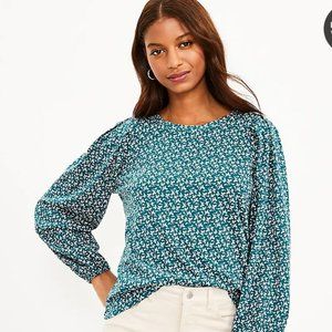 LOFT Leafed Pleated Sleeve Top